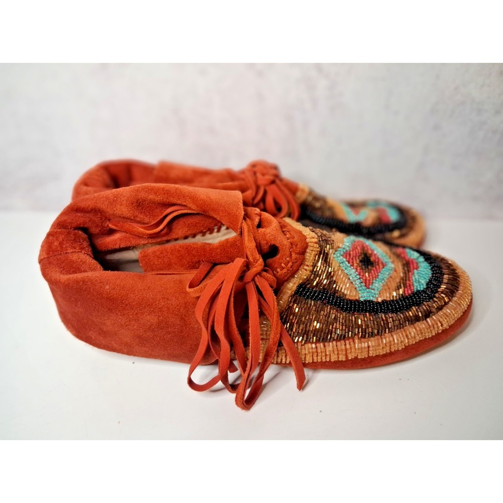 Leather Moccasins, House of Harlow1960, Beaded Design Womens SZ 7.5 - Picture 3 of 6
